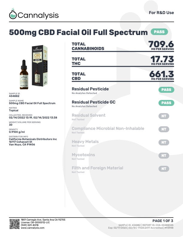 Natures Wealth - 500mg Full Spectrum CBD Facial Oil