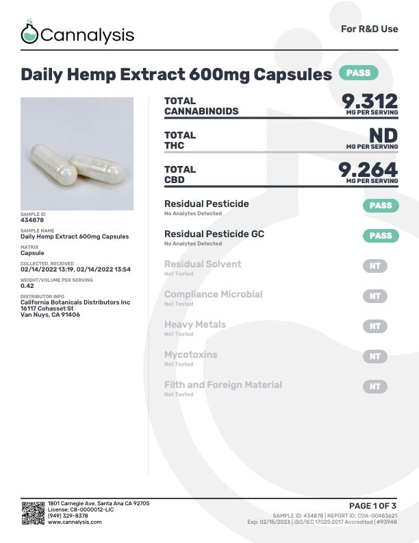 Natures Wealth - 600mg Hemp Capsules