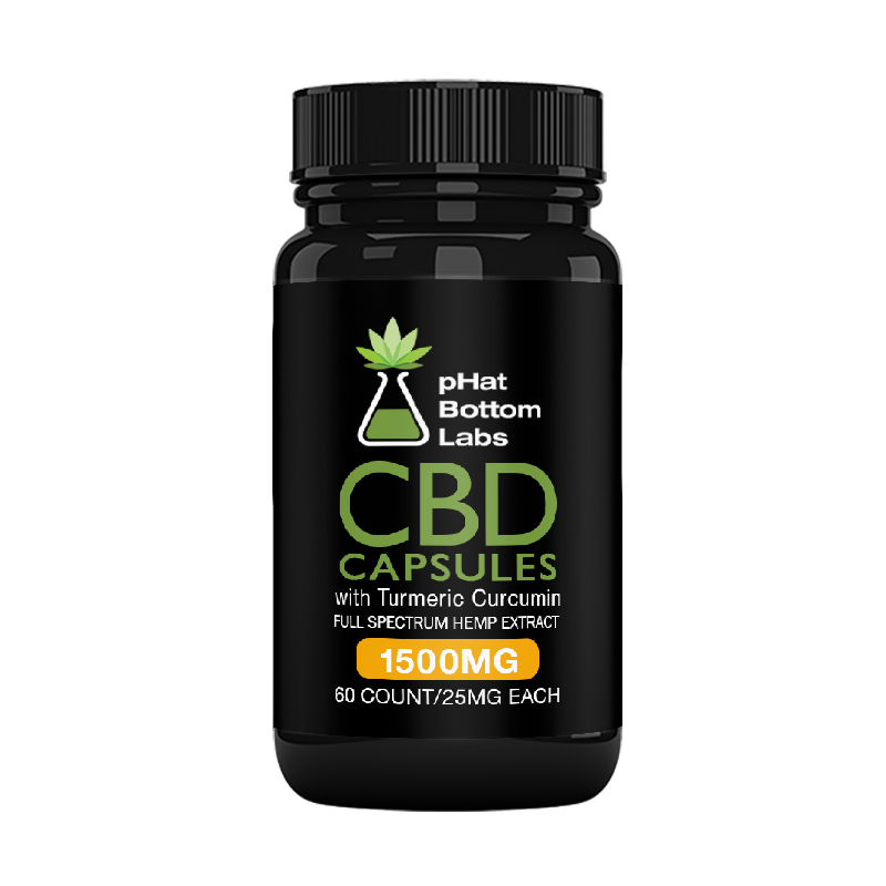 pHat Bottom Labs - CBD Full Spectrum Capsules with Turmeric 1500mg 60 CT